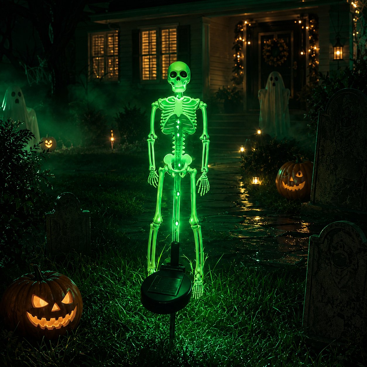 💀 Solar Powered Skeleton Yard Stake – Halloween Outdoor Garden Decoration with Creepy Glow Effect