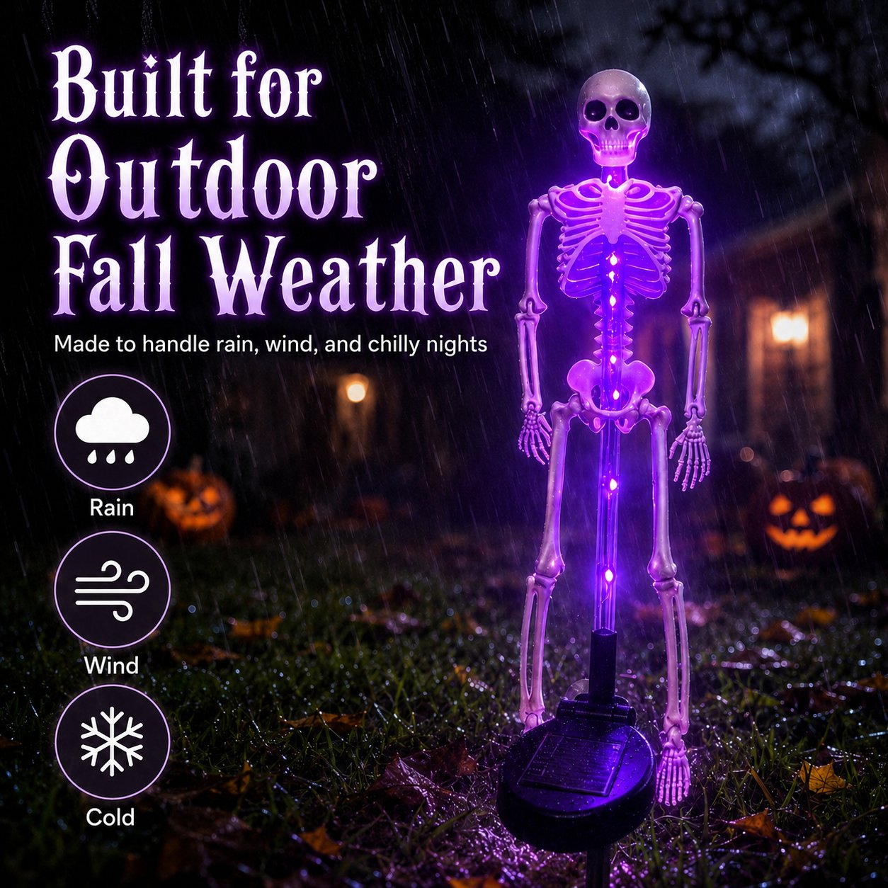 💀 Solar Powered Skeleton Yard Stake – Halloween Outdoor Garden Decoration with Creepy Glow Effect