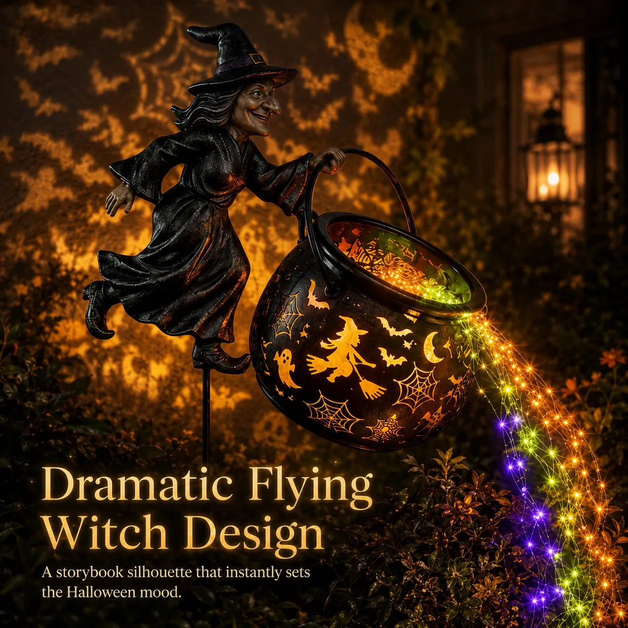 🎃 Create a Spooky Halloween Glow! Witch Cauldron Garden Light – Outdoor Yard Decoration with Magical LED Effect 🧙‍♀️