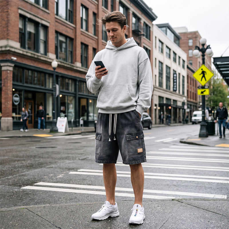 🩳 🔥 -50% Aujourd’hui ! Short Cargo en Jean Homme – Style Urbain, Confort Premium & Poches Fonctionnelles ✨