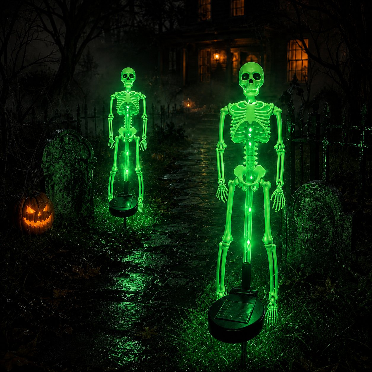 💀 Solar Powered Skeleton Yard Stake – Halloween Outdoor Garden Decoration with Creepy Glow Effect