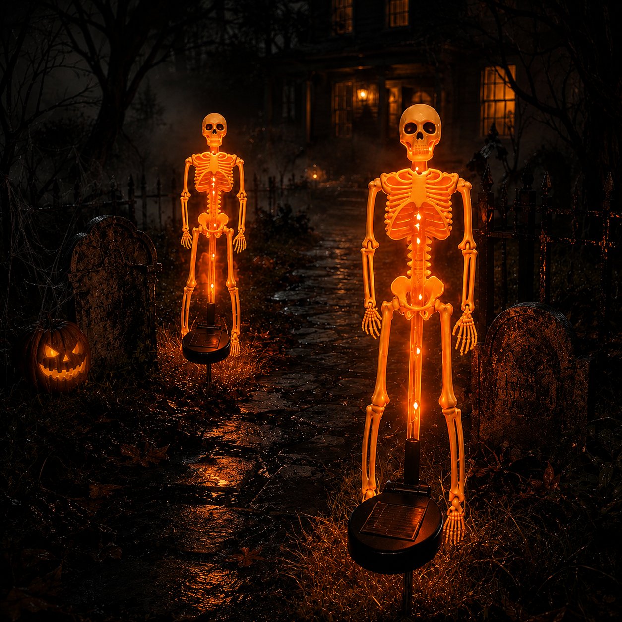 💀 Solar Powered Skeleton Yard Stake – Halloween Outdoor Garden Decoration with Creepy Glow Effect