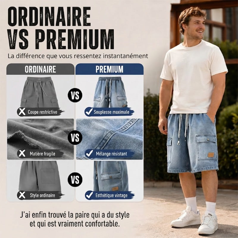 🩳 🔥 -50% Aujourd’hui ! Short Cargo en Jean Homme – Style Urbain, Confort Premium & Poches Fonctionnelles ✨