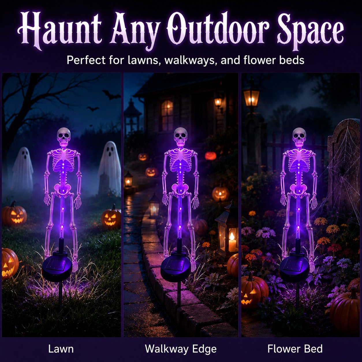 💀 Solar Powered Skeleton Yard Stake – Halloween Outdoor Garden Decoration with Creepy Glow Effect