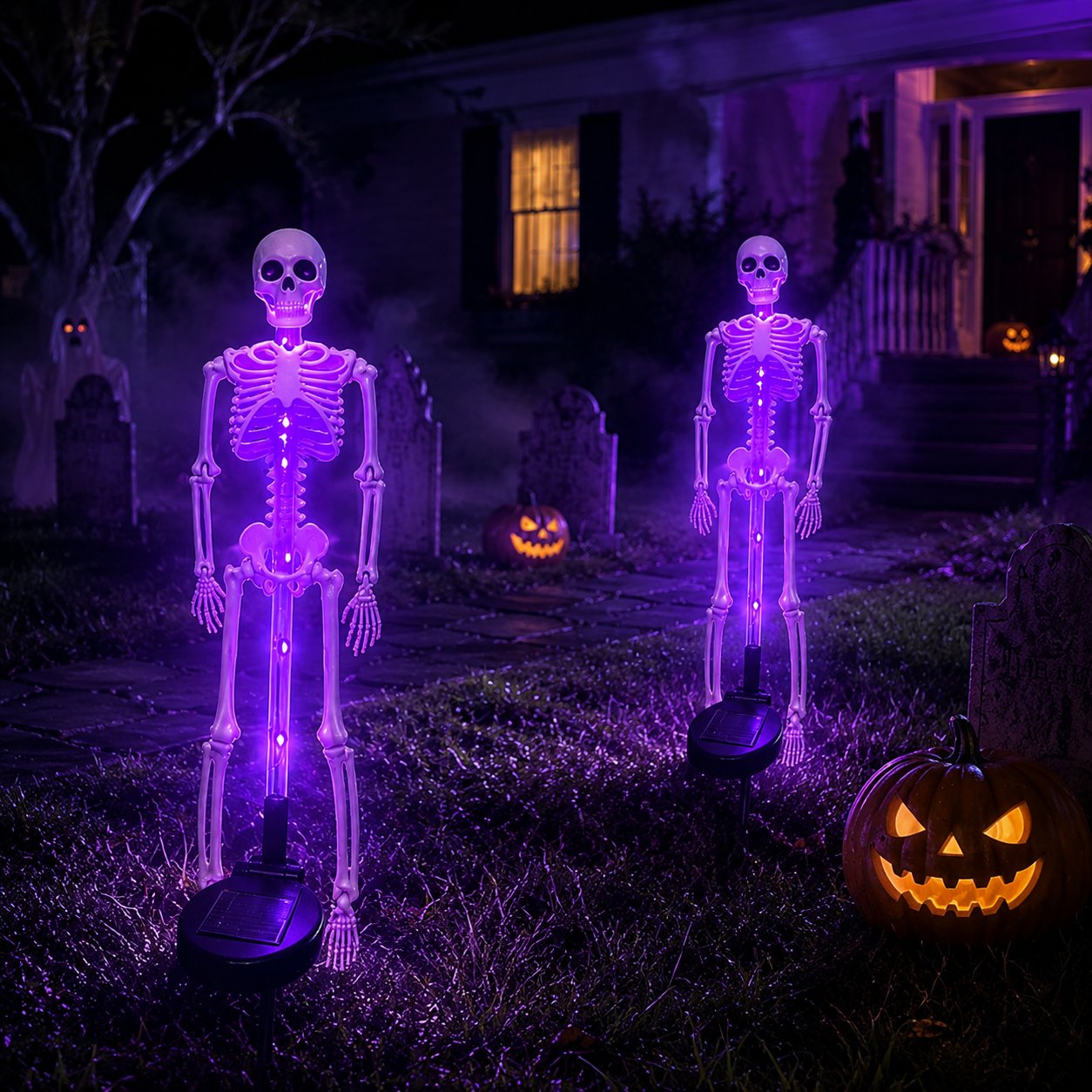 💀 Solar Powered Skeleton Yard Stake – Halloween Outdoor Garden Decoration with Creepy Glow Effect