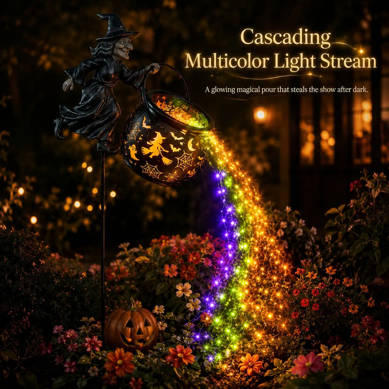🎃 Create a Spooky Halloween Glow! Witch Cauldron Garden Light – Outdoor Yard Decoration with Magical LED Effect 🧙‍♀️