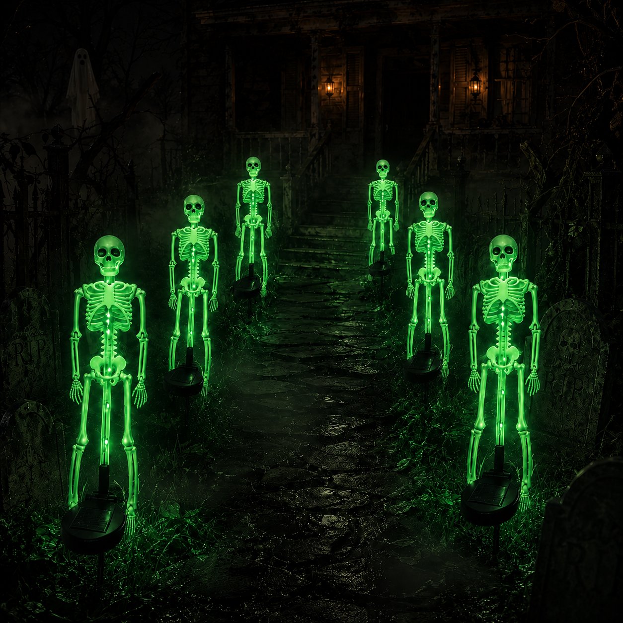 💀 Solar Powered Skeleton Yard Stake – Halloween Outdoor Garden Decoration with Creepy Glow Effect