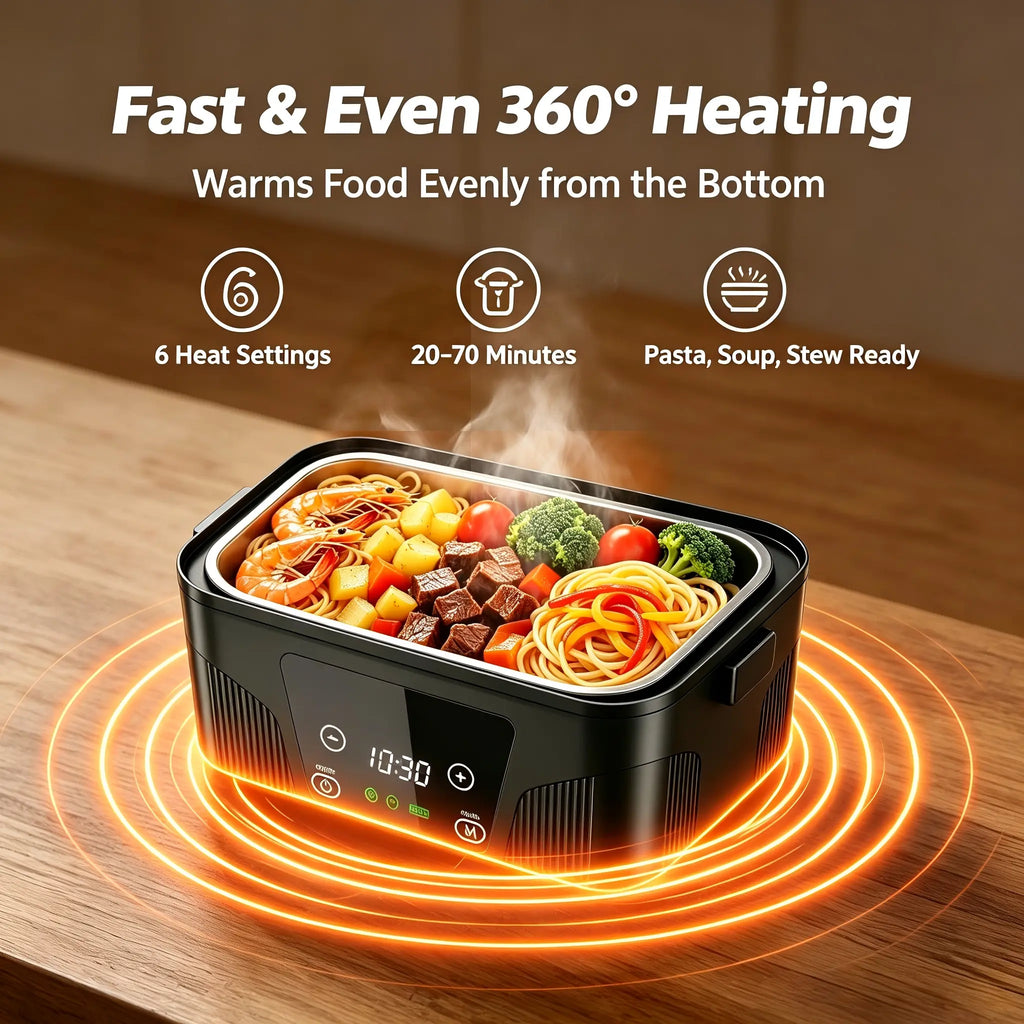 🍱 Portable Heated Lunch Box – Cordless Food Warmer for Work, Travel & Outdoor Meals