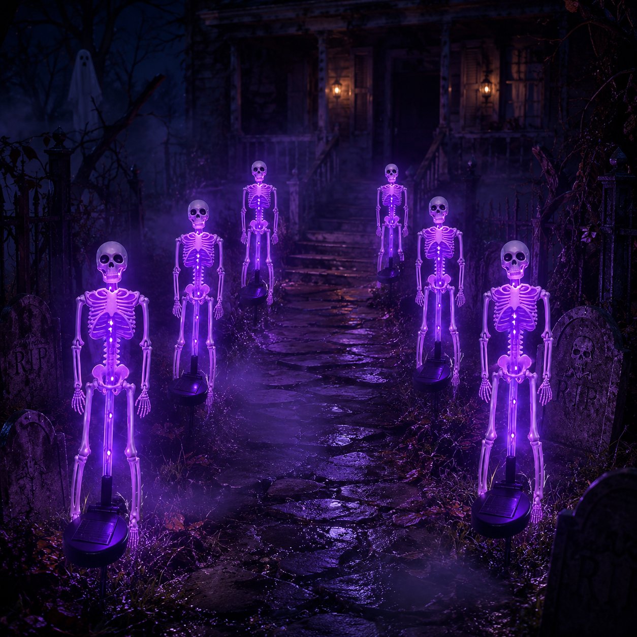 💀 Solar Powered Skeleton Yard Stake – Halloween Outdoor Garden Decoration with Creepy Glow Effect