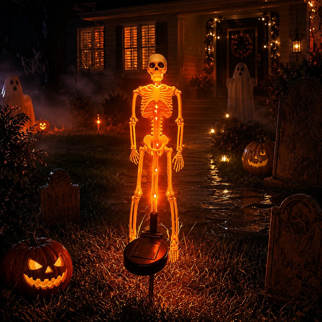 💀 Solar Powered Skeleton Yard Stake – Halloween Outdoor Garden Decoration with Creepy Glow Effect