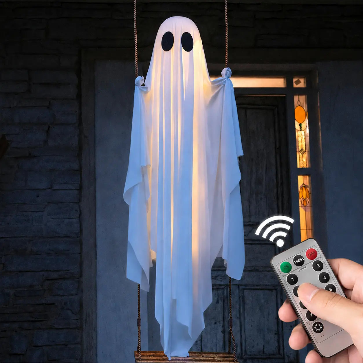 👻 5FT Hanging Halloween Ghost Decoration – Swinging Outdoor Yard Decor for Spooky Night Fun