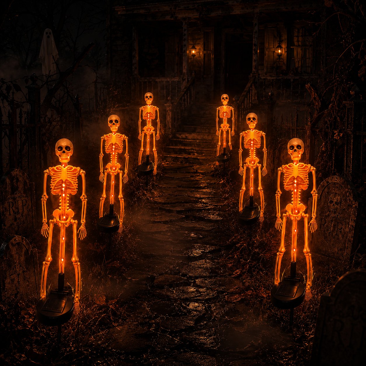 💀 Solar Powered Skeleton Yard Stake – Halloween Outdoor Garden Decoration with Creepy Glow Effect