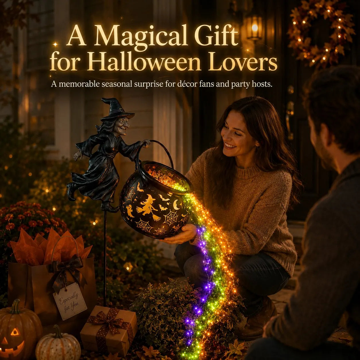 🎃 Create a Spooky Halloween Glow! Witch Cauldron Garden Light – Outdoor Yard Decoration with Magical LED Effect 🧙‍♀️