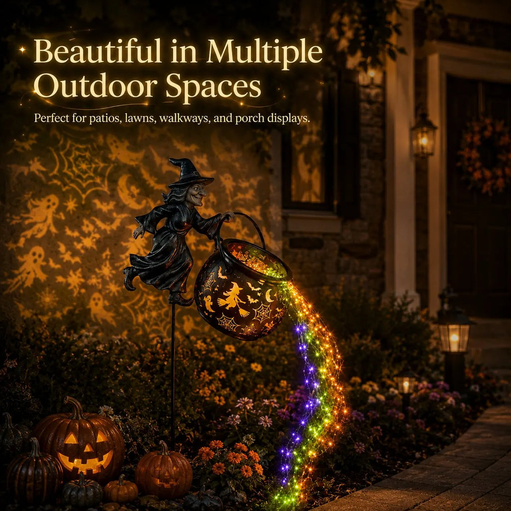 🎃 Create a Spooky Halloween Glow! Witch Cauldron Garden Light – Outdoor Yard Decoration with Magical LED Effect 🧙‍♀️