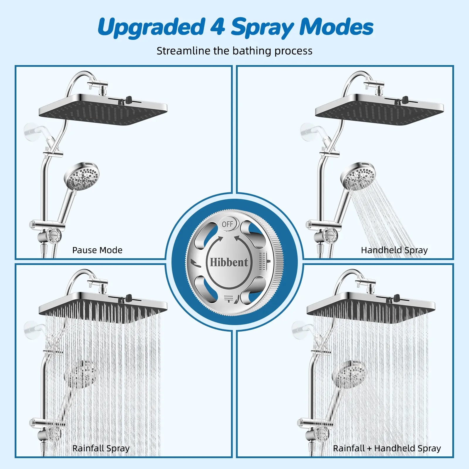 🚿 13" Luxury Rainfall Shower Head System – Multi-Spray Handheld Shower Combo with Adjustable Extension Arm